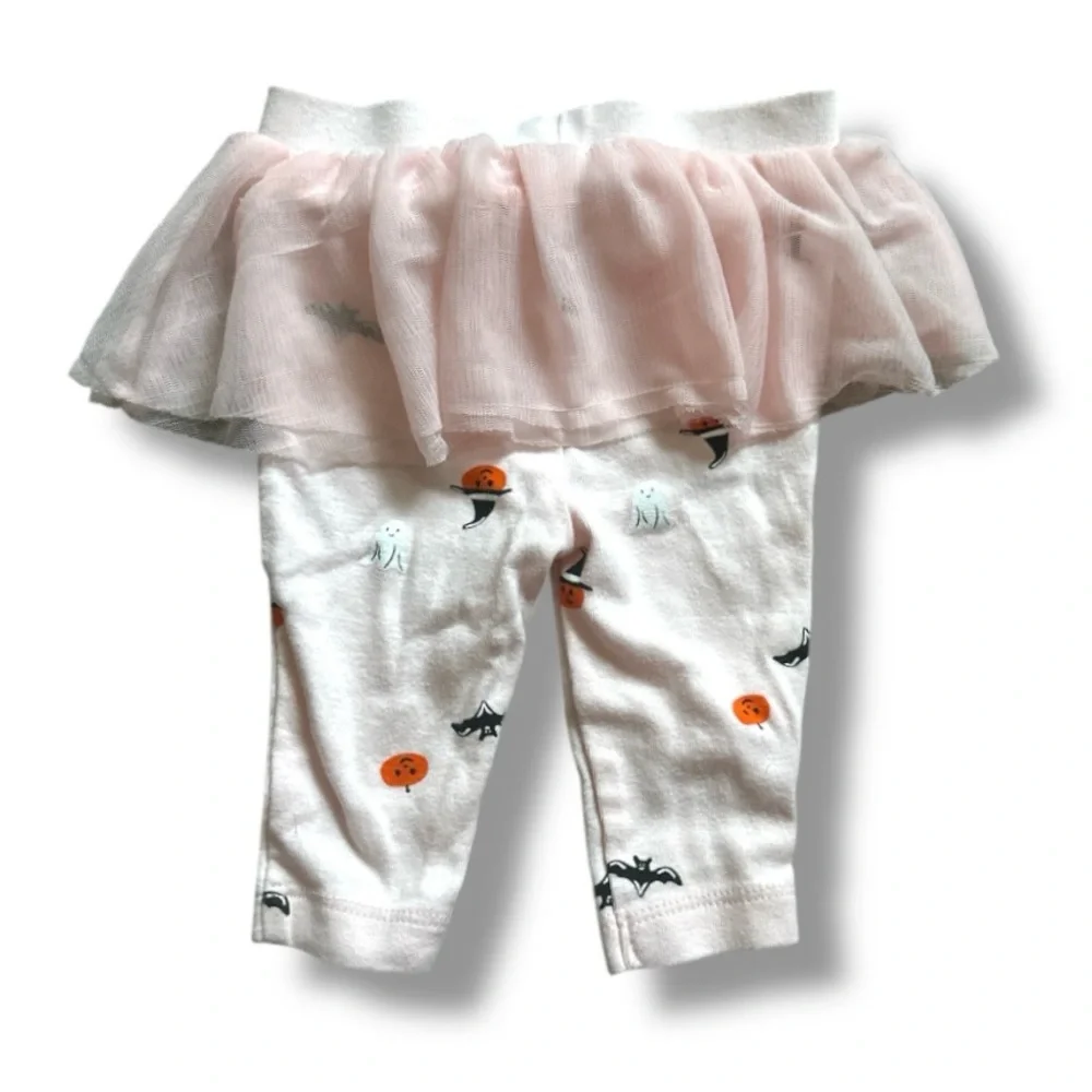 Pink Halloween Tutu Leggings Combo Carters Girls Size 3 Months Pumpkins Ghosts